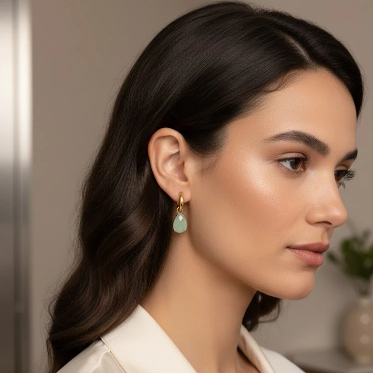 PENDIENTES LOURDES AVENTURINA VERDE - Imagen 2